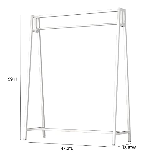 HOMEKAYT White Clothing Racks for Hanging Clothes, Heavy Duty Garment Rack, Modern Metal Display Rack for Home, Clothing Store, Boutique 47''L-White - color: White