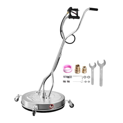 VEVOR 24 Inch Pressure Washer Surface Cleaner, 4000 PSI Stainless Steel Attachment with 4 Wheels, 2 Nozzles, 3/8 Inch Quick Connect and Dual Handle for Concrete, Patio, Sidewalk - size: 24 Inch w/ Handle & Wheels