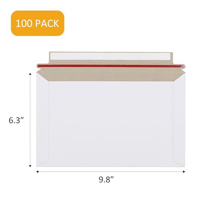 zmybcpack 100 Pack 6.3"x9.8" Rigid Mailer Self Seal Photo Document Mailer - size: 100 Pack 6.3x9.8inch