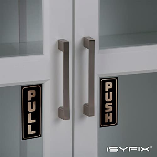 iSYFIX Push Pull Stickers Sign, 2x5 Inch, Brushed Gold/Black, 2 Pack - color: Brushed Gold / Black, size: Vertical 2x5