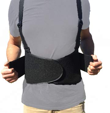 Alpha Medical Adjustable Lifting Back Brace with Suspenders for Men & Women – Industrial Lower Back Belt - Lumbar Protection from Construction, Moving, Warehouse Jobs, Heavy Lifting Safety (Large) - size: Large