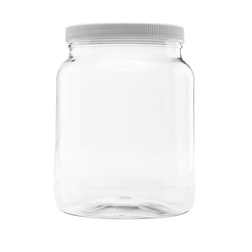 64 oz (1/2 Gallon) Plastic Jar, White Lid, 1-Pack - size: 1pk - 64oz, White Lid