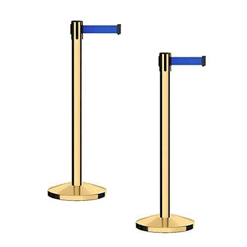 CCW RBB-100 Retractable Belt Barrier Stanchions, 2-Pack, 7.5 Ft, Blue - color: Blue, size: 7.5 Foot