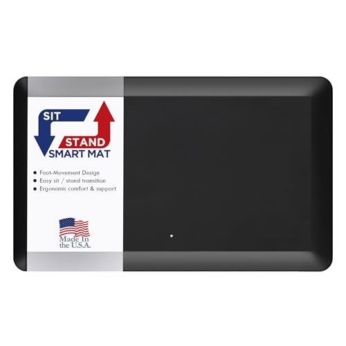 Patented One Foot Moveable Premium Ergonomic Anti-Fatigue Foam & Gel Mat for Adjustable-Height Office Desks, Kitchen Floors, and Home, Made in USA, Charcoal Black for Hard Surfaces