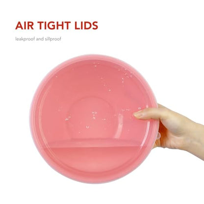 BoxedHome BPA Free Plastic Round Mixing Bowl with Lids, 12 Pack Nesting Bowls with Lids Set, Microwave and Dishwasher Safe Prep & Serving Bowls Great for Mixing, Baking, Serving (Pink, 12pcs) - color: Pink