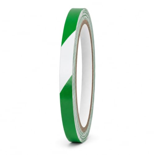GGR Supplies Green & White Hazard Stripe Tape, 1/2 inch x 18 Yards - color: Green & White, size: 1/2 in. x 18 yds. (12mm)