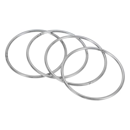PATIKIL 3.5" Metal O Ring, 4 Pcs Heavy Duty 304 Stainless Steel O Rings Welded Round Rings for DIY Crafts Hardware Belt Dog Leash Macrame, 4x90mm - size: 4x90mm