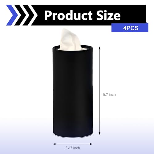 4 PCS Car Tissue Holder, Car Cup Holder Cylindrical Box, Convenient Refillable Automotive Travel Tissue Tube with 120 Sheets Facial Tissues, Universal for Most Cars (Black) - color: Black