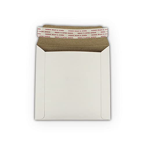 5 EcoSwift 6 x 6 Rigid Photo Mailers Stay Flats White Cardboard Self Seal Envelopes 6x6