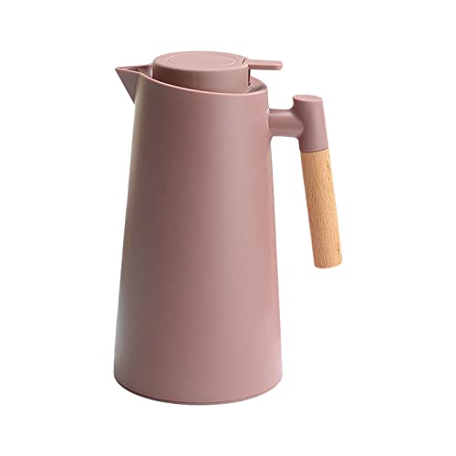 1L Thermal Carafe Double Walled Vacuum Coffee Pot Thermal Pot with Wood Handle Water Kettle Insulated Flask Tea Carafe Keeping Hot Cold (Coffee) - color: Coffee