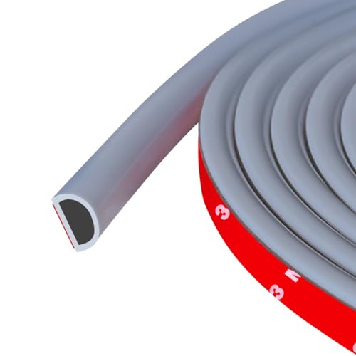 Weather Stripping Door Seal, Self Adhesive Silicone D Shaped Weather Strip, Door Seal Strip for Door Frame/Window Seal, 20Ft, Grey (9/16" W × 15/32" T) - color: Gray, size: L (9/16" W × 15/32" T)