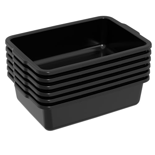 6 Packs 24 L Plastic Commercial Food Service Bus Tub, Black - size: 24 L