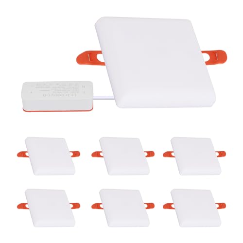 DELIPOP 6 Pack 4.72 Inch LED Square Recessed Lighting, 6500K Ultra Thin Frameless Led Downlight Lighting, 20W Slim Panel Ceiling Light for Bathroom Kitchen Basement - size: 4.72in-6500K-6Pack