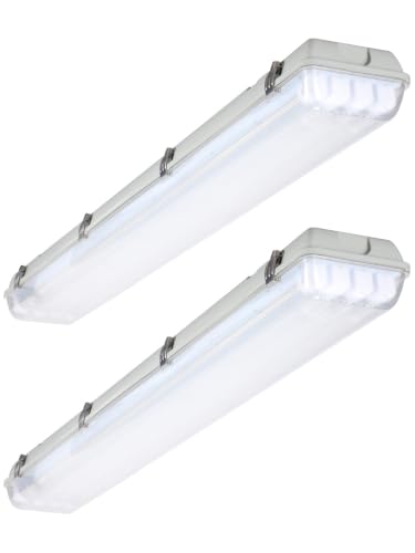 LEONLITE 2-Pack 4FT 4-Tube Vapor Tight Fixture, G13 Base, Max 600W