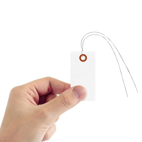 SmartSign (Pack of 1000) 3.25 x 1.625 inch “White” Blank Tyvek Shipping Tags with Wire, Size #2, 8 mil Thick Tyvek - color: White - Metal Wires, size: 3 1/4" x 1 5/8" - 1000 Tags