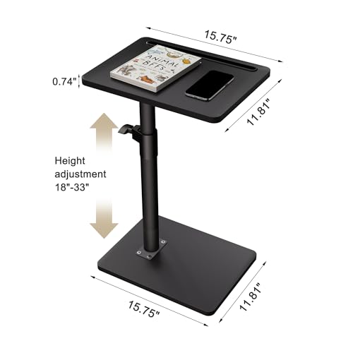 YUHFERA Sofa Armrest Tray Table for Couch - 360° Swivel Height Adjustable End for Small Spaces, Snack Side Table for Bed or Chair with Phone & Tablet Slot (Black,Standard) - color: Black, size: Standard
