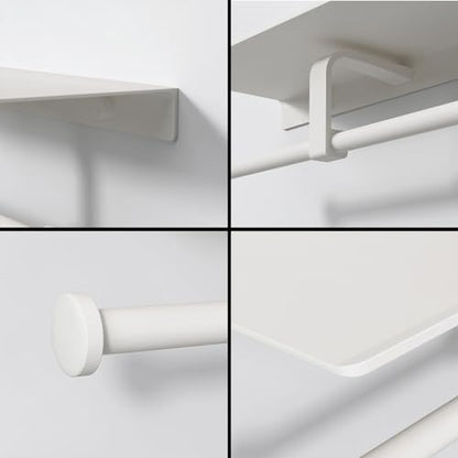 Danpoo Bathroom Toilet Paper Holder with Shelf, Wall Mount, Double Roll, White - color: White