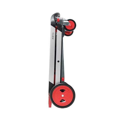 CLAX® The Original | Made in Germany | Multi use Functional Collapsible Carts | Mobile Folding Trolley | Shopping Cart with Storage Crate (Red) - color: Red
