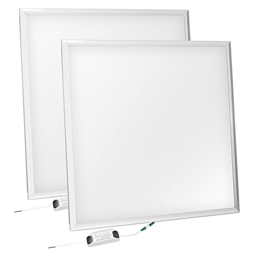 2x2FT LED Flat Panel Light, 48W White LED Drop Ceiling Light Fixtures, 4800LM/7000K Dust-Proof LED Troffer Light Lay in Fixture for Office (2Pcs) - color: 2Pcs
