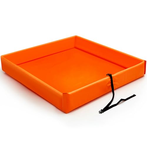 Wettarn 1 Pcs Folding Duck Pond 4’ x 4’ Portable Spill Containment, Orange - color: Orange, size: 4*4ft