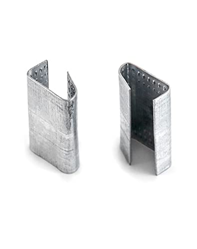 QWORK Seals for 1/2" Strap Width Steel Strapping, 500 Pcs Metal Clips for Firmly Securing Packaging and Pallet Banding, Fix Large and Medium-sized Loads for Storage and Transportation - color: 500 pack, size: 1/2" Open