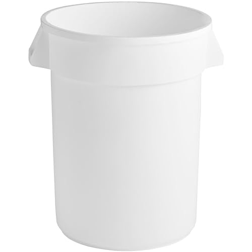 32 Gallon Round Trash bin Garbage can Outdoor Yard Trash can Trash Barrels Garbage Drum Heavy Duty Trash can Industrial Trash can Kitchen Trash bin (2, White) - color: White