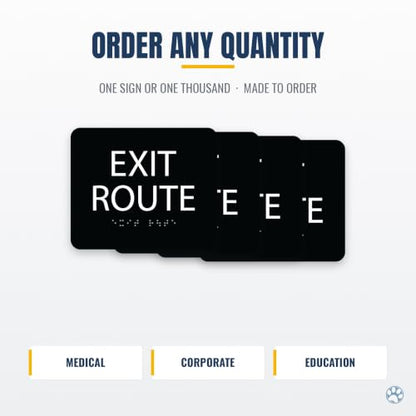 Alpha Dog Exit Route Sign, 5x6 ADA Braille Sign, Black - color: Black, size: Exit Route