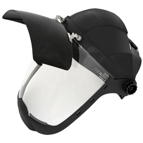 Sellstrom DP4 Face Shield - Lightweight Mask with High Impact Crown & Ratchet Headgear for Work, Grinding, Plasma/Flame Cutting - ANSI Z87.1 - Clear Anti Fog Polycarbonate Window - UV/IR Flip Up Visor - style: Shade 6 Infrared Visor W/ Chinguard