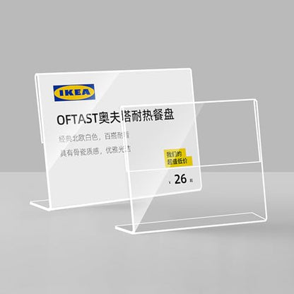 Acrylic Label Holder Horizontal Slanted L-Shape (100*100mm/3.94*3.94inches) - size: 100*100mm/3.94*3.94inches