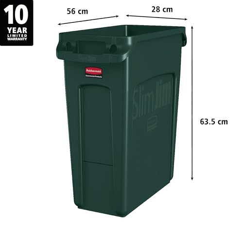 Rubbermaid Commercial Products Slim Jim Trash Can, Green, 16-Gallon - color: Green, size: 16 Gal