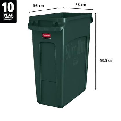 Rubbermaid Commercial Products Slim Jim Trash Can, Green, 16-Gallon - color: Green, size: 16 Gal