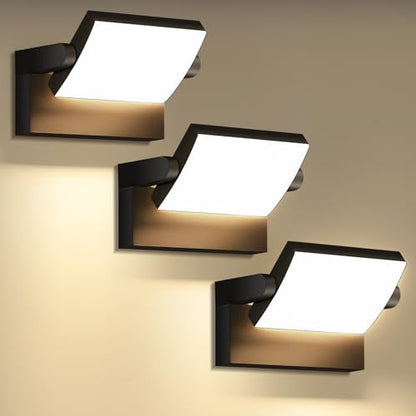 3 Pack Outdoor LED Wall Lights 40W 350°Rotation 3000K IP65 Waterproof - color: 3/40w/3000k/Black