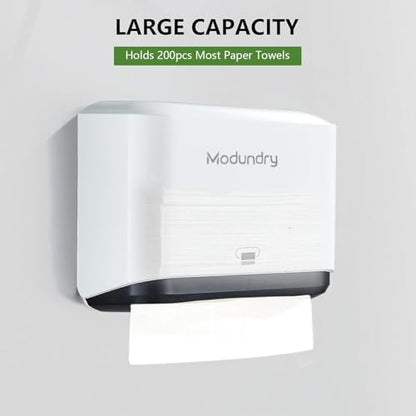 Multifold Wall Mount Paper Towel Dispenser for Bathroom,No-Drill, White - color: 5859-white, size: 210 Sheet