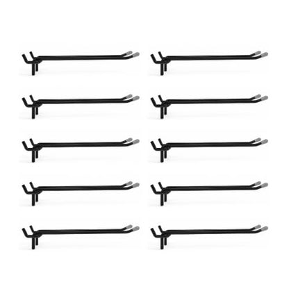 HUHOLE 10 Pack 6 Inch Double Arm Pegboard Hooks for 1/4" Peg Board - color: Black, size: 6 Inch