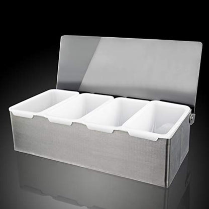 New Star Foodservice 48025 Stainless Steel Condiment Dispenser with 4 Compartments (NO ICE Tray Included) - size: 4 Compartments