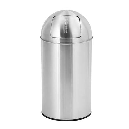 Garvee Cylindrical Commercial Trash Can, 13 gal/50 L Fingerprint-Proof Stainless Steel Garbage Can with Push Lid, Heavy Duty Tall Waste Bin with Removable Inner Bucket for Outdoor, Commercial Use - size: Medium