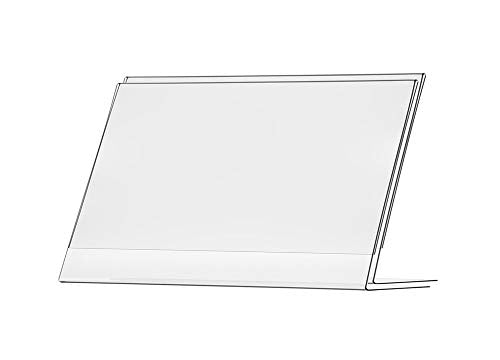 Marketing Holders 2 Pack Landscape Sign Frame 17" x 11" Clear Acrylic Advertisement Table Tents Slanted Desk Counter Literature Graphic Poster Frame Office Hours Display Top Side Load - size: 17"w x 11"h