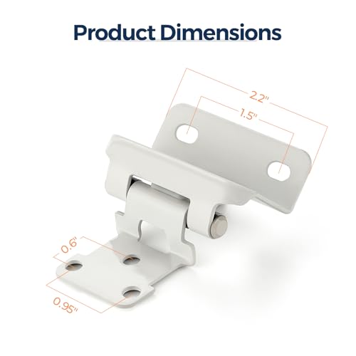 White Cabinet Hinges, 1/2 Inch Overlay, 4 Pack(2 Pairs) - color: White
