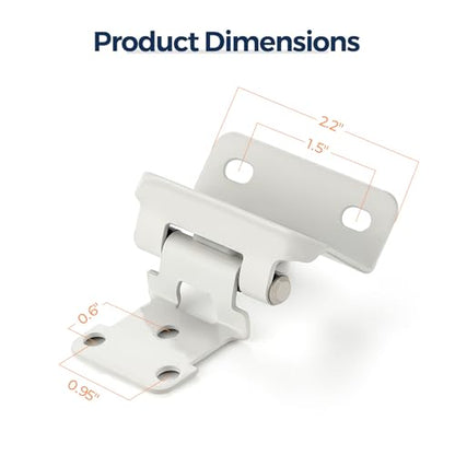 White Cabinet Hinges, 1/2 Inch Overlay, 4 Pack(2 Pairs) - color: White