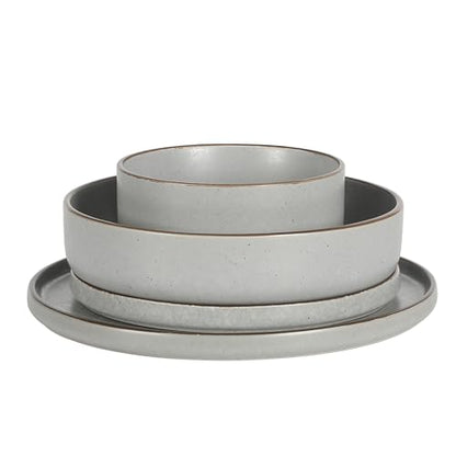 Gibson Elite Gelston Stoneware Matte Reactive Glaze 16 Piece (Service for 4) Plates and Bowl Dinnerware Set - Grey - color: Grey (Gelston)