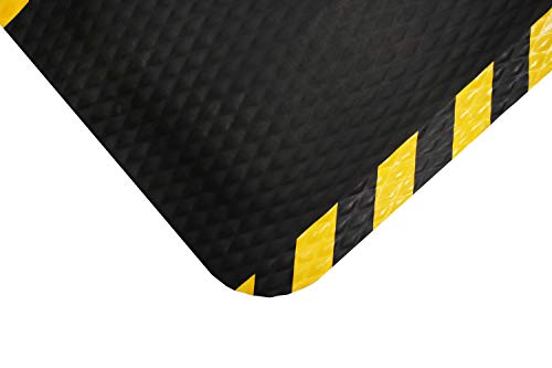 M+A Matting - 424020035 Hog Heaven Industrial-Grade Anti-Fatigue Mat | OSHA Yellow Striped Border | Welding Safe, Slip Resistant, Grease/Oil Proof, Ergonomic 7/8-inch Mat (Black, 3' x 5') (424-2-5F 3F) - size: 3' x 5', style: Hog Heaven with OSHA Yellow S