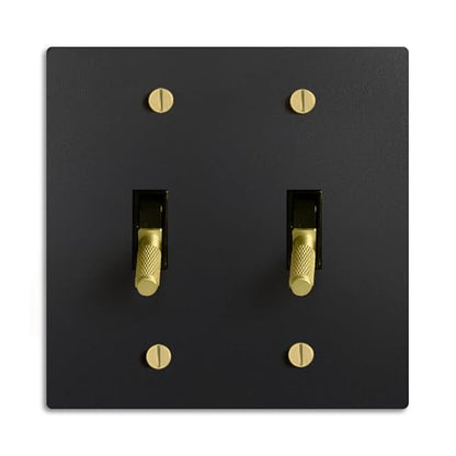 SELECT 2-Gang Solid Brass Toggle Switch, 3-Way Compatible with Faceplate - color: Black with Brass, size: 2 Gang, style: Toggle Switch