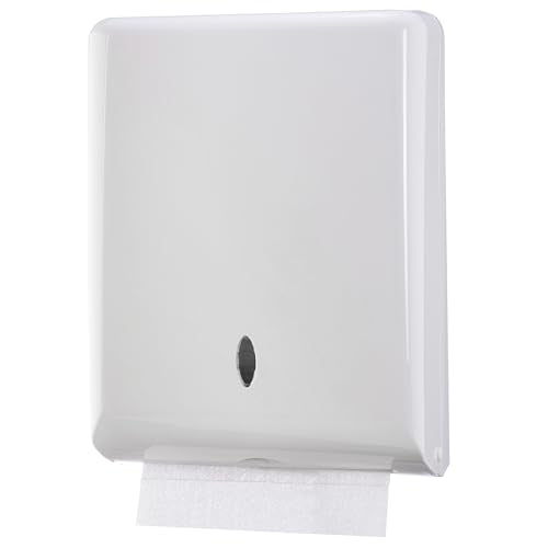 Commercial Paper Towel Dispenser Wall Mount, Holds 500 Multifold, Trifold, Z Fold, C Fold Hand Towels for Bathroom/Restroom, Office, Shop, or Home (White)