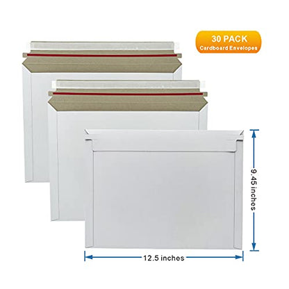 30 Pack White Rigid Mailers 12.5x9.45 Inches - Can Keep Flat Kraft Cardboard Mailer, Suitable for Protecting Shipping Gift Cards, Invitations, Photos, Documents