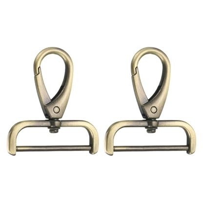 HARFINGTON 2Pcs Detachable Snap Hook Swivel Clasp 1 1/2" D Ring with Swivel Lobster Claw Clasps Hook for Purse Strap Keychain Bag DIY Craft, Brass - color: Brass, size: 1 1/2"