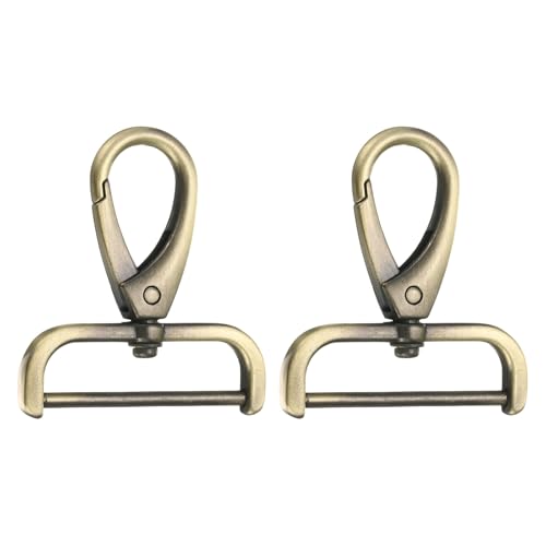 HARFINGTON 2Pcs Detachable Snap Hook Swivel Clasp 1 1/2" D Ring with Swivel Lobster Claw Clasps Hook for Purse Strap Keychain Bag DIY Craft, Brass - color: Brass, size: 1 1/2"
