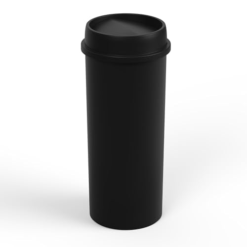 22 Gallon Black Round Waste Basket with Swing-Top Lid | 88 Qt Trash Can - color: Black, size: 22 Gal | Swing-Top Lid