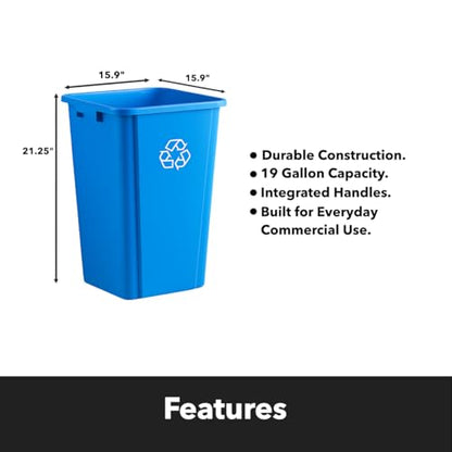 Blue, 19 Gallon Square Commercial Trash Can, Heavy-Duty Garbage Can, Industrial Trash Bin for Restaurants/Commercial Facilities/Warehouses - color: Blue, size: 19 Gallon