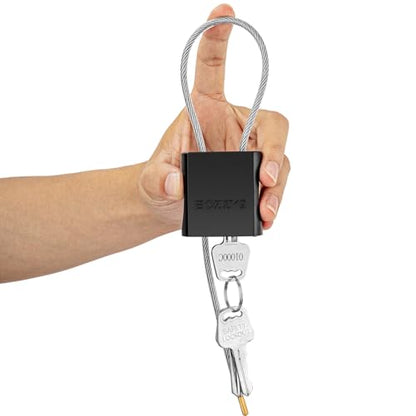 Cable Padlock with 3 Keys | L 1.15ft(0.35m),D 1/6in(4mm) Adjustable Steel Cable Lock | Aluminum Locks for Bikes, Gate, Lockers & Outdoor Gear | Weatherproof & Black - color: black - L 1.15ft(0.35m),D 1/6in(4mm)
