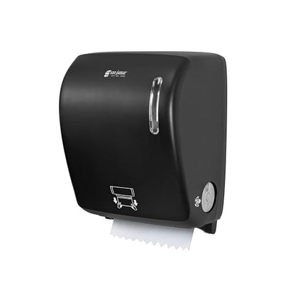 San Jamar Timeless Hands-Free Mechanical Paper Towel Dispenser, Black, Commercial Grade, Universal Roll Compatibility, Touchless Operation, for Bathrooms and Kitchens